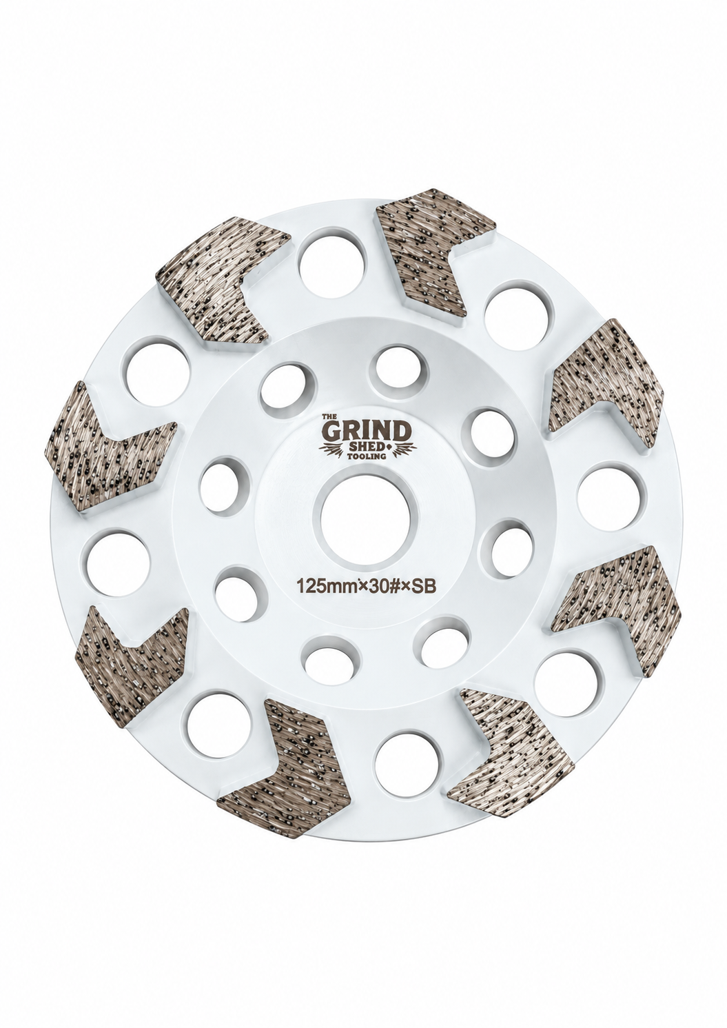 Our Arrow Cup Wheel is Built for aggressive stock removal, this 125mm cup wheel in soft bond delivers fast, clean results on hard concrete surfaces. The arrow-shaped segments dig deep to cut quickly while reducing glazing.