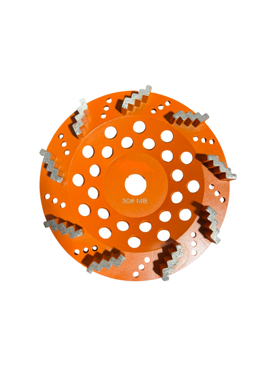 7" Diamond Grinding Cup Wheel Zig Zag 9 segments 30 Grit Medium Bond