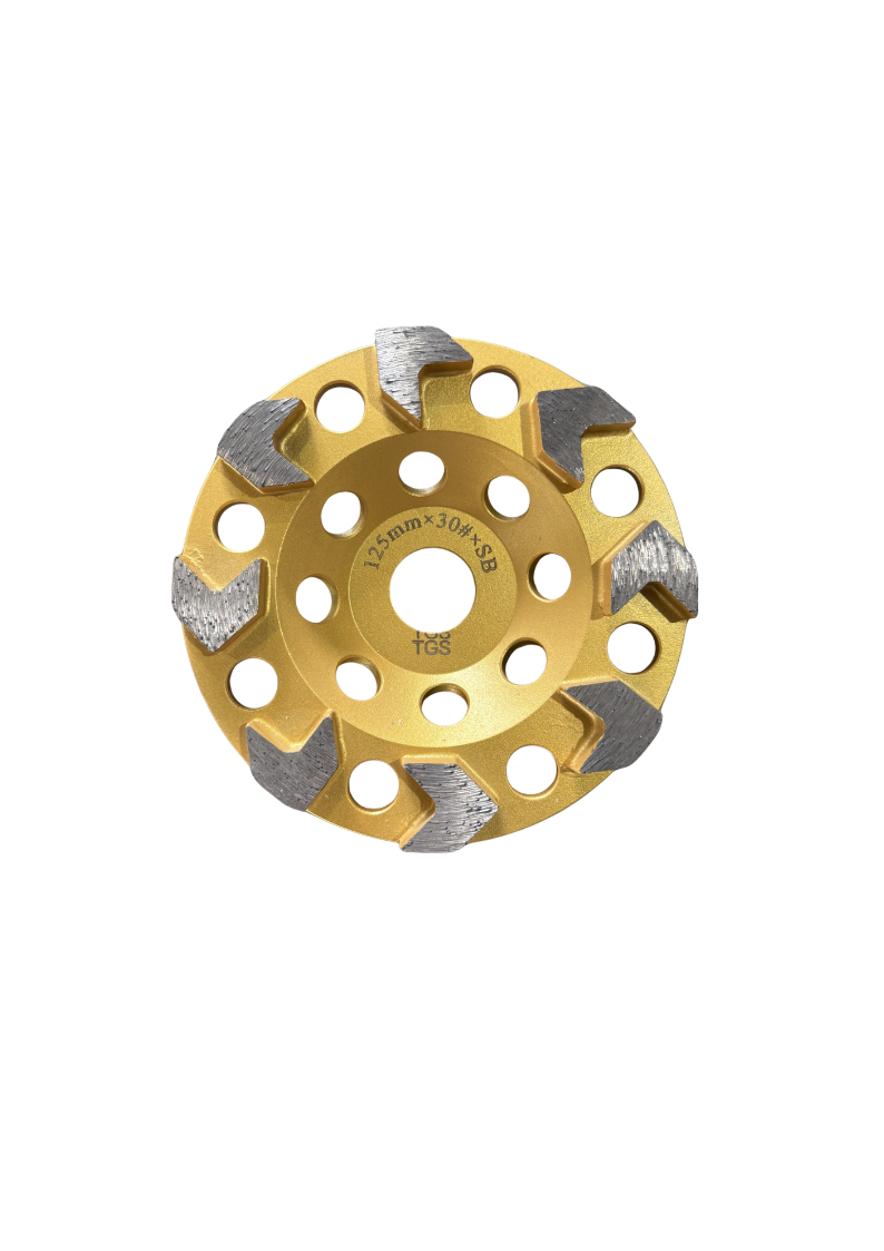 The GRIND SHED's Arrow Cup Wheel is Built for aggressive stock removal, this 125mm cup wheel in soft bond delivers fast, clean results on hard concrete surfaces. 