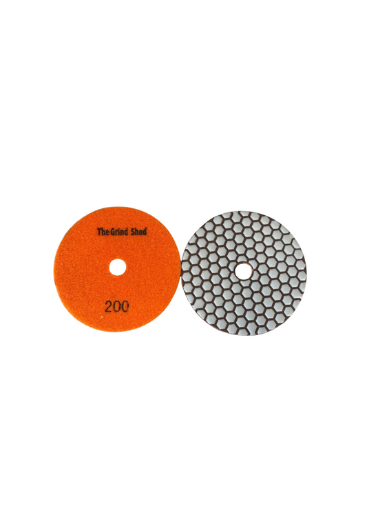The Grind Shed 200 Grit Diamond Polishing Pad delivers a refined finish with increased clarity and light reflectivity.