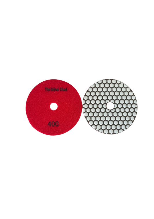 The Grind Shed 400 Grit Diamond Polishing Pad delivers a refined finish with increased clarity and light reflectivity.