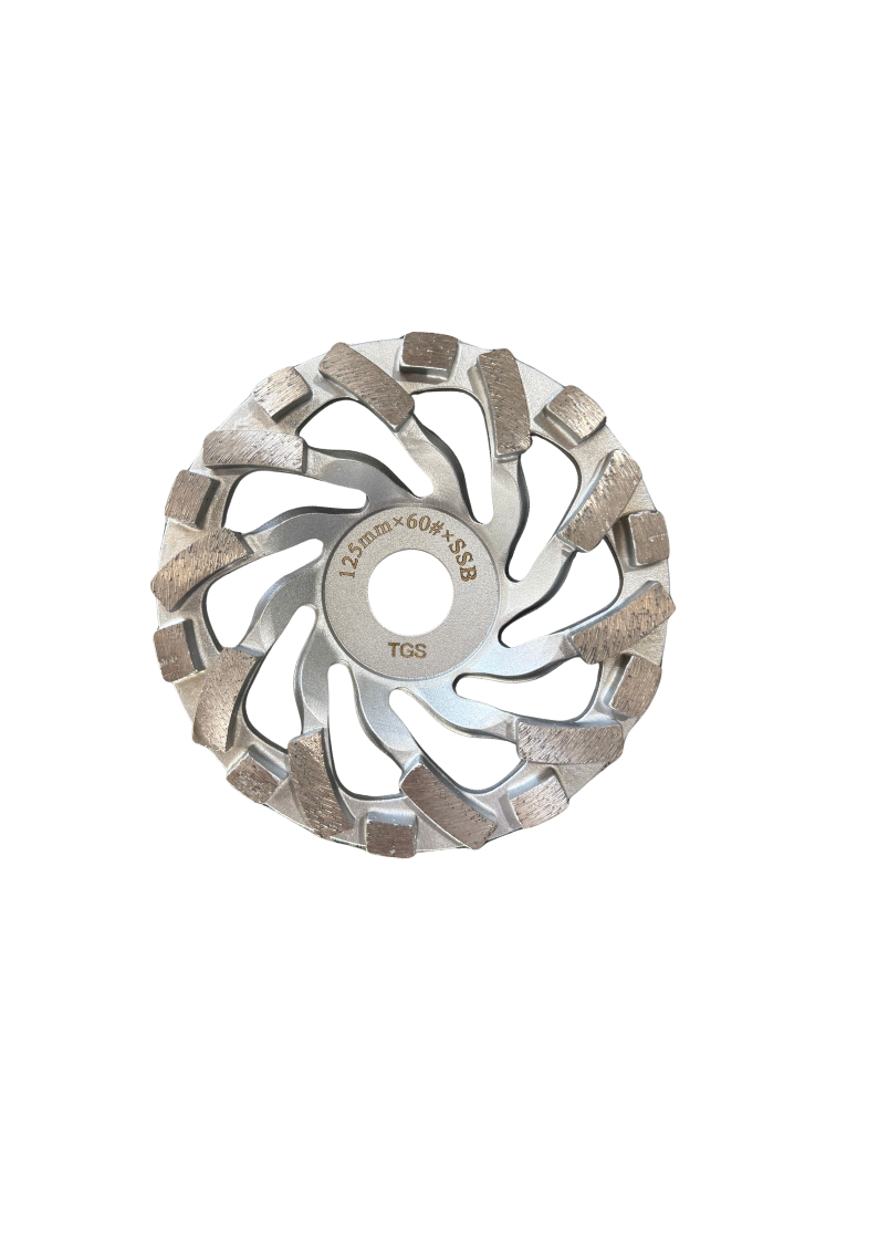 The Grind Shed's Mixed Turbo Segment Cup Wheel 60 Grit Super Soft Bond is designed for aggressive grinding on hard concrete surfaces. Featuring a combination of flat and turbo-style segments, it provides both cutting power and smooth grinding performance. 