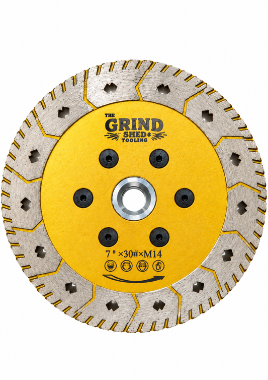 Our versatile diamond disc designed for&nbsp;fast grinding, shaping and cutting of concrete. The M14 thread allows for direct attachment to compatible hand grinders.

Ideal for tight edge work, surface preparation and controlled cutting.

Size: 7”

Grit: 30 Grit

Thread: M14