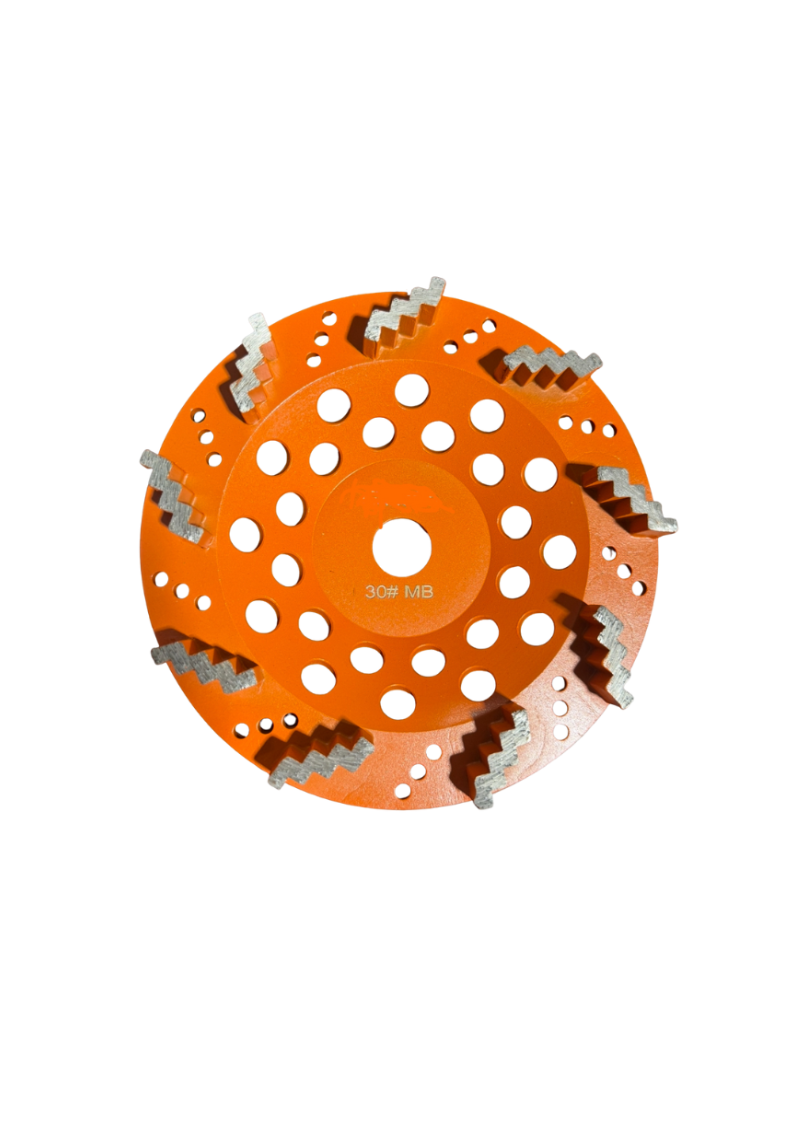 Get serious surface removal with The Grind Shed's 180mm Reaper Cup Wheel - designed with aggressive 30 Grit medium bond teeth to chew through coatings fast on mid to hard concrete.
