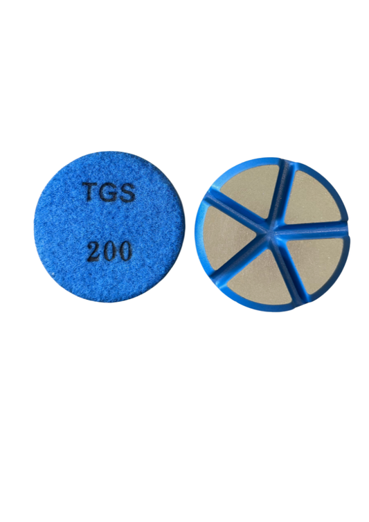 Pyro 200 grit ceramic diamond polishing puck for concrete floor refinement.